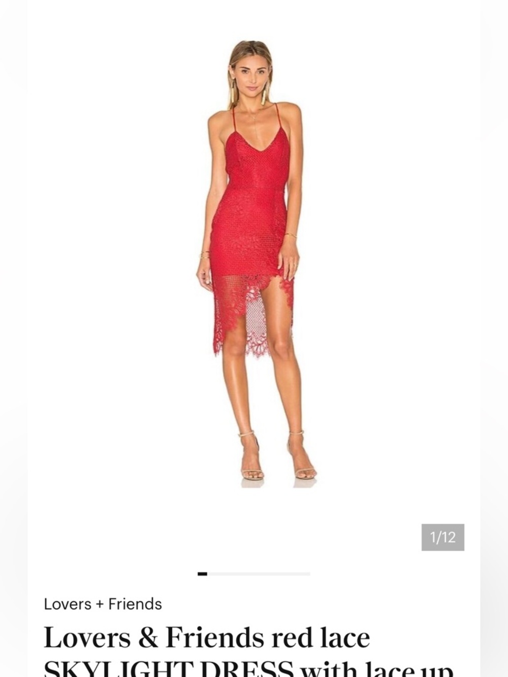 Lovers + Friends Red Lace Asymmetrical Slip Dress